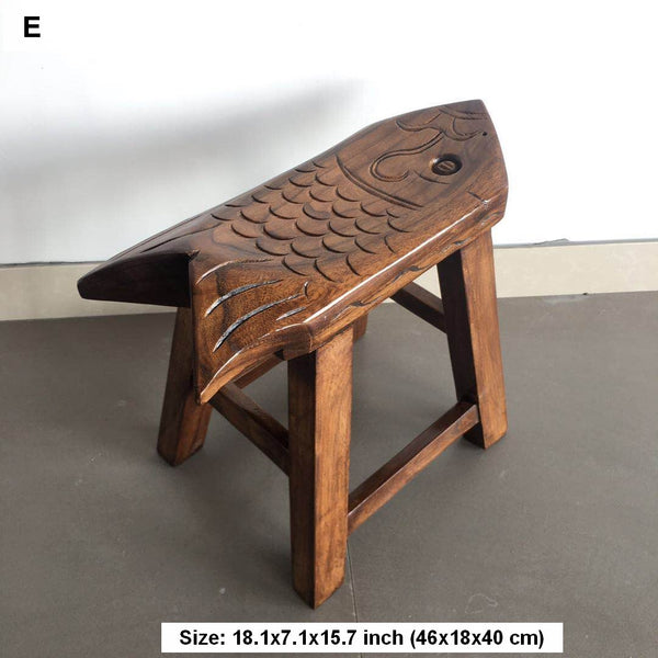 Handmade Solid Wood low Stool, Creative Shoe-changing Stool, Vintage Old Elm Wood Stool, Children's Wooden Stool, Sofa Stool, Dining Table Stool-Paintingforhome