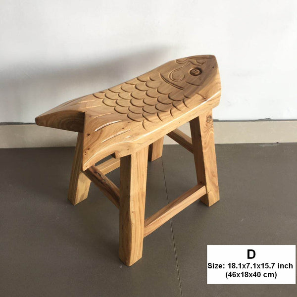 Handmade Solid Wood low Stool, Creative Shoe-changing Stool, Old Elm Wood Stool, Children's Wooden Stool, Sofa Stool, Dining Table Stool-Paintingforhome