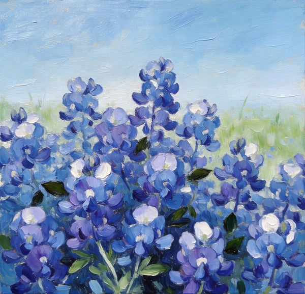 Blue Plumbago in Full Bloom, Small Canvas Wall Art, Still Life Painting, Hand Painted Canvas Art, Original Flower Paintings, Buy Small Paintings Online-Paintingforhome