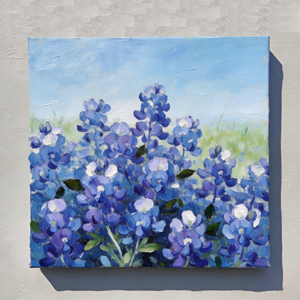 Blue Plumbago in Full Bloom, Small Canvas Wall Art, Still Life Painting, Hand Painted Canvas Art, Original Flower Paintings, Buy Small Paintings Online-Paintingforhome
