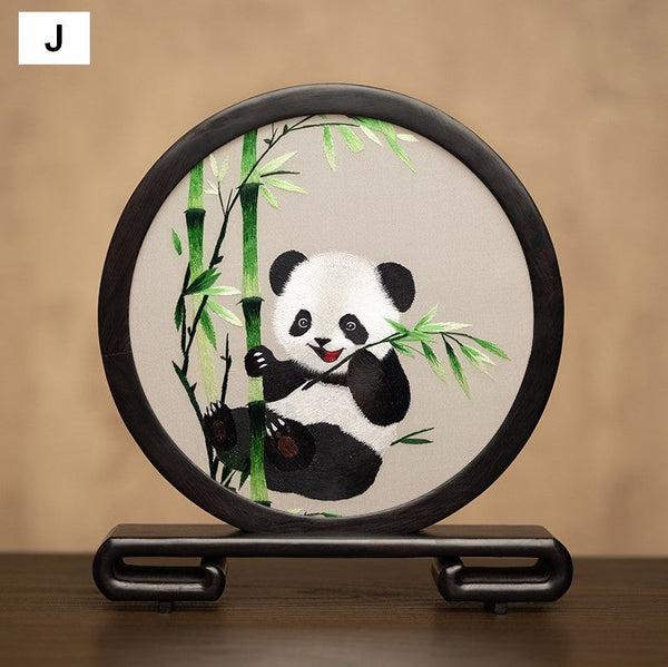 Unique Birthday Gift, Exclusive Business Present Panda Embroidered Decor, Traditional Chinese Suzhou Embroidery Ornament, Premium Souvenir-Paintingforhome