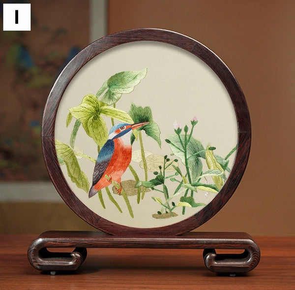 Silk Embroidered Ornament, Traditional Chinese Suzhou Flower and Birds Embroidery Ornaments, Exclusive Business Presents, Creative Birthday Gift, Premium Souvenir-Paintingforhome