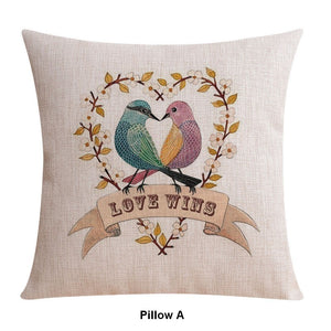 Love Birds Throw Pillows for Couch, Singing Birds Decorative Throw Pillows, Modern Sofa Decorative Pillows, Decorative Pillow Covers-Paintingforhome