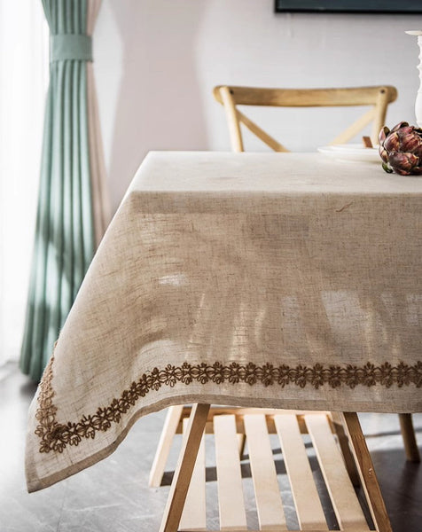 Cotton and Linen Tablecloth for Home Decoration, Large Rectangle Table Cover for Dining Room Table, Modern Table Cloth, Square Tablecloth for Round Table-Paintingforhome