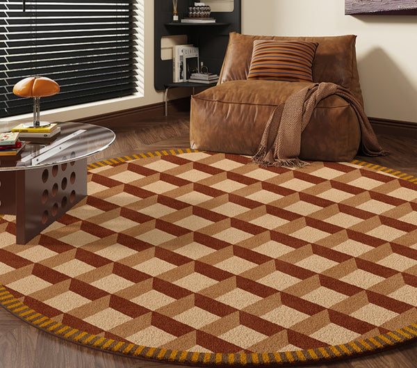 Modern Rugs under Chairs, Bedroom Modern Round Rugs, Dining Room Contemporary Round Rugs, Circular Modern Rug Ideas for Living Room-Paintingforhome