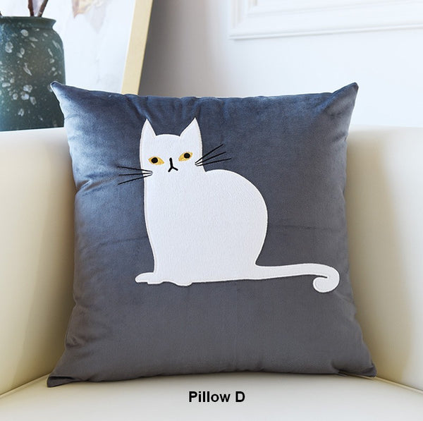 Cat Decorative Throw Pillows for Couch, Modern Sofa Decorative Pillows, Lovely Cat Pillow Covers for Kid's Room, Modern Decorative Throw Pillows-Paintingforhome
