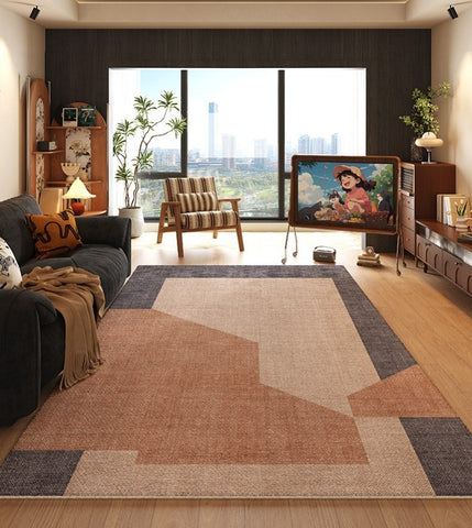 Mid Century Contemporary Modern Rugs, Abstract Modern Rugs for Living Room, Contemporary Geometric Carpets, Oversized Modern Rugs under Dining Room Table-Paintingforhome