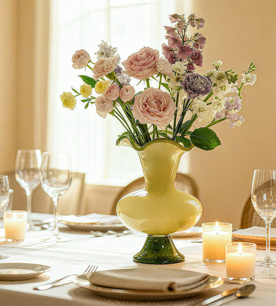 Contemporary Vase for Modern Home Decor, Unique Modern Glass Vase, Modern Glass Flower Vases, Handmade Liuli Vases, Centerpiece Vases on Table-Paintingforhome