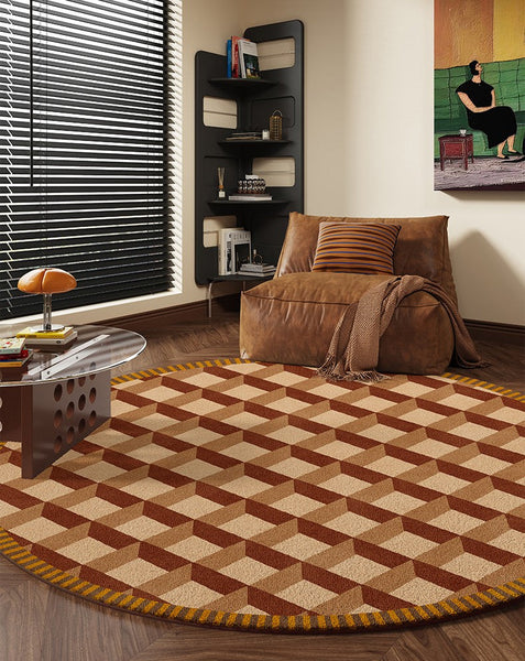 Modern Rugs under Chairs, Bedroom Modern Round Rugs, Dining Room Contemporary Round Rugs, Circular Modern Rug Ideas for Living Room-Paintingforhome