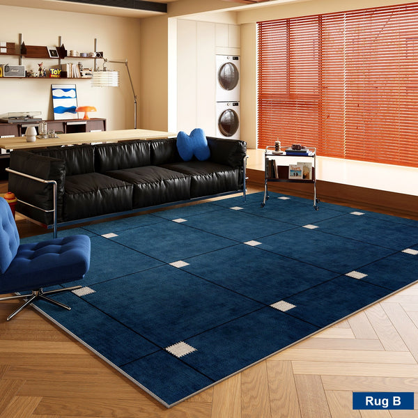 Mid Century Area Rugs, Contemporary Modern Living Room Rug Ideas, Blue Modern Rugs for Dining Room, Bedroom Modern Floor Carpet-Paintingforhome
