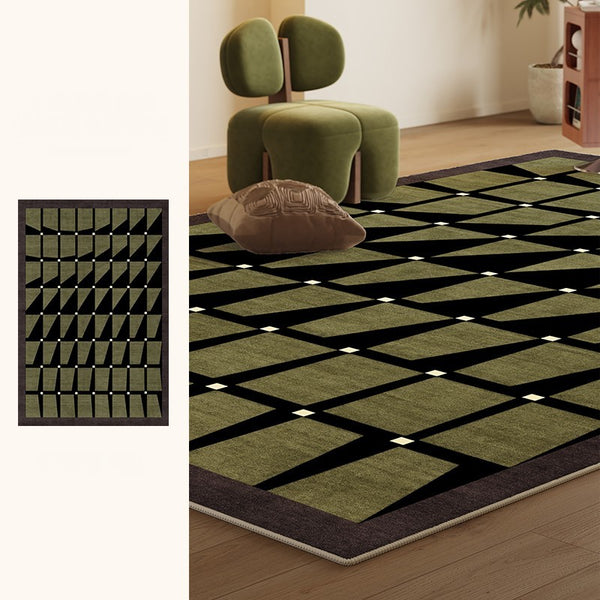 Modern Rugs for Dining Room, Modern Living Room Rug Ideas, Mid Century Modern Rugs Next to Bed, Green Contemporary Rugs for Bedroom-Paintingforhome