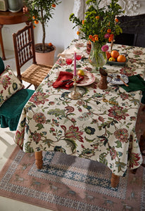 Rustic Garden Floral Tablecloth for Round Table, Spring Flower Table Cover for Kitchen, Modern Rectangular Tablecloth Ideas for Dining Room Table-Paintingforhome