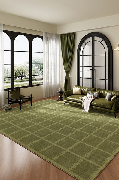 Contemporary Modern Rugs for Living Room, Minimalist Geometric Rugs for Living Room, Mid Century Modern Rugs, Green Absract Rugs for Bedroom-Paintingforhome