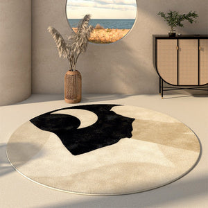 Modern Runner Rugs Next to Bed, Round Area Rug for Dining Room, Coffee Table Rugs, Contemporary Area Rugs for Bedroom, Circular Modern Area Rugs-Paintingforhome