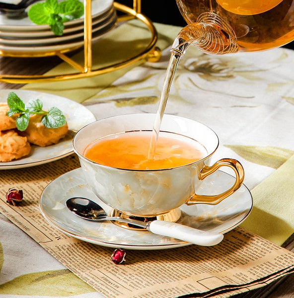 Elegant Ceramic Coffee Cups, Unique Tea Cups and Saucers in Gift Box as Birthday Gift, Beautiful British Tea Cups, Royal Bone China Porcelain Tea Cup Set-Paintingforhome