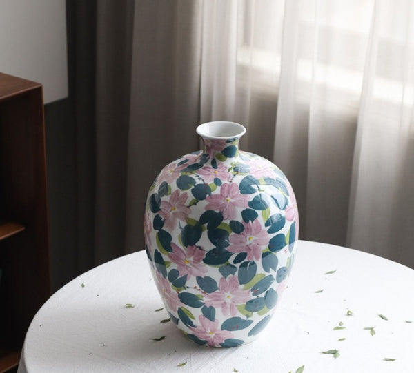 Unique Handmade Modern Flower Vase, Large Porcelain Vases for Modern Home Decor, Centerpiece Ceramic Bouquet Vases, Contemporary Vases on Dining Table-Paintingforhome