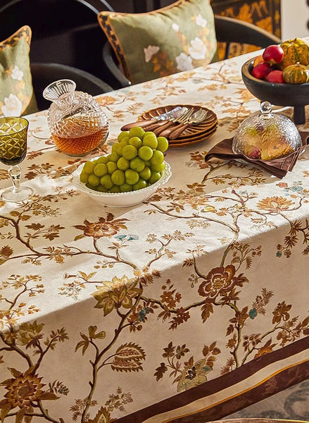 Flower Farmhouse Table Covers, Square Tablecloth for Round Table, Extra Large Modern Rectangular Tablecloth for Dining Room Table, Long Tablecloth for Living Room-Paintingforhome