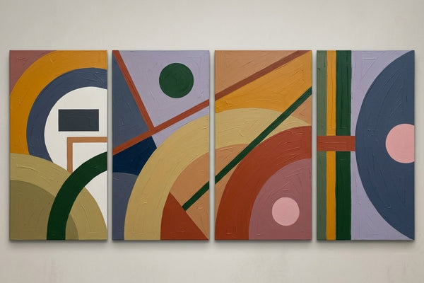 Modern Contemporary Paintings, Geometric Abstract Paintings, Hand Painted Canvas Art, Multi Panel Wall Painting