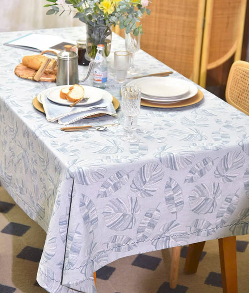 Large Rectangle Table Covers for Dining Room Table, Square Tablecloth for Round Table,Monstera Leaf Modern Table Cloths for Kitchen, Simple Contemporary Cotton Tablecloth-Paintingforhome