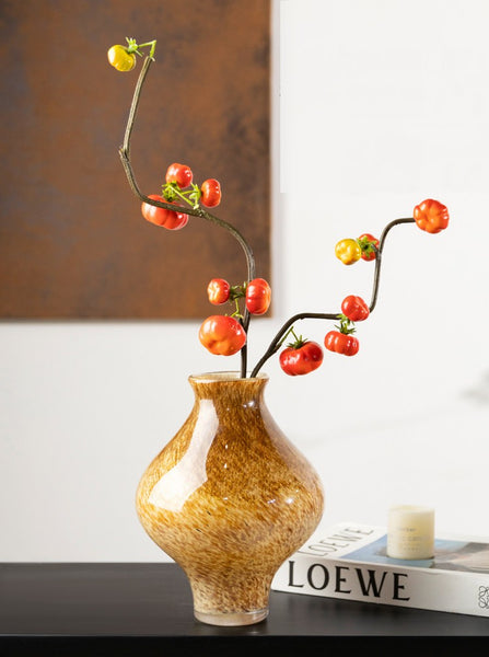 Modern Glass Bud Vases, Centerpiece Vases on Table, Handmade Liuli Vases, Color Glaze Vase, Contemporary Vases for Modern Home Decor-Paintingforhome