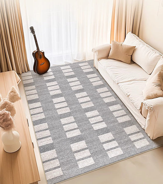 Modern Floor Rugs for Bedroom, Dining Room Floor Rug, Large Gray Floor Rugs for Living Room, Extra Large Geometric Modern Rugs for Office-Paintingforhome