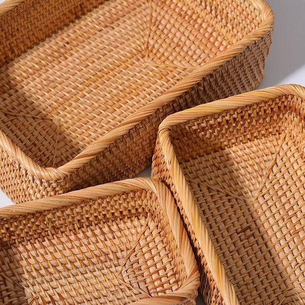 Rectangular Storage Baskets, Storage Baskets for Shelves, Woven Rattan Storage Basket, Kitchen Storage Baskets, Bathroom Storage Baskets-Paintingforhome