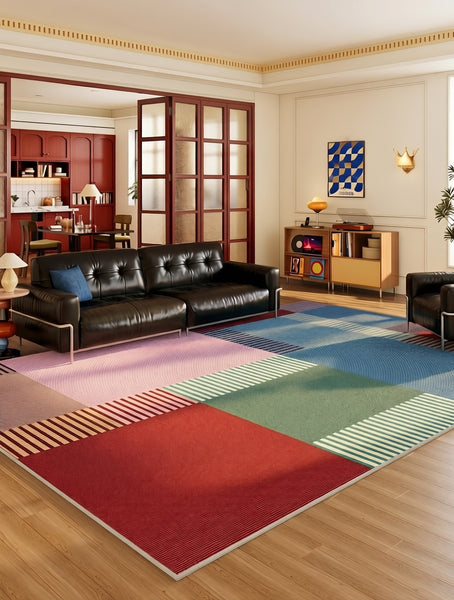 Traditional Colorful Modern Rugs for Living Room, Bedroom Modern Rugs, Large Contemporary Area Rugs, Geometric Carpets for Dining Room