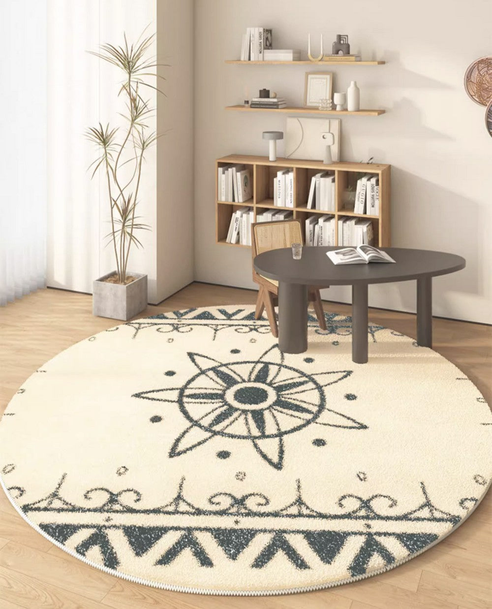 Dining Room Modern Rugs, Abstract Geometric Round Rugs under Sofa, Modern Area Rugs under Coffee Table, Contemporary Modern Rugs for Bedroom-Paintingforhome