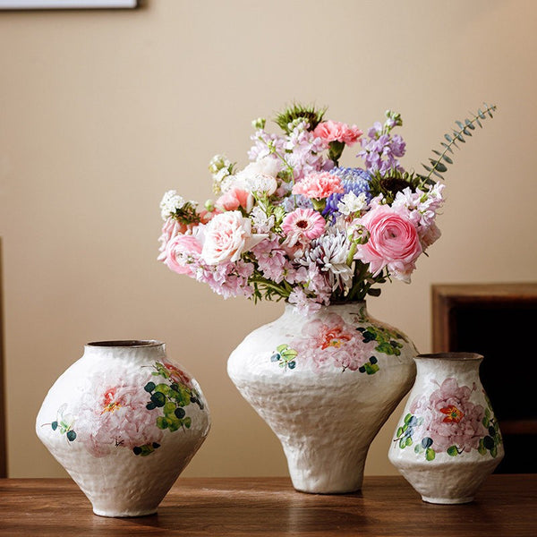 Modern Porcelain Flower Vases, Flower Vases on Table, Handmade Water Holding Flower Vases, Centerpiece on Dining Table, Ceramic Bouquet Vases-Paintingforhome