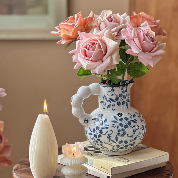 Handmade Water Holding Flower Vases, Rustic Porcelain Flower Vases, Ceramic Bud Vases, Small Flower Vases on Table-Paintingforhome