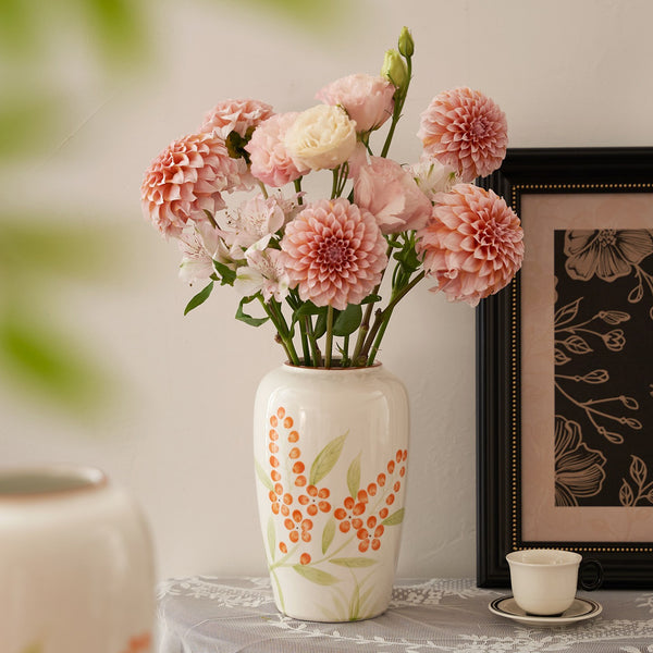 Porcelain Flower Vases, Large Flower Vases on Table, Dining Table Centerpiece, Ceramic Bouquet Vases, Handmade Water Holding Flower Vase-Paintingforhome