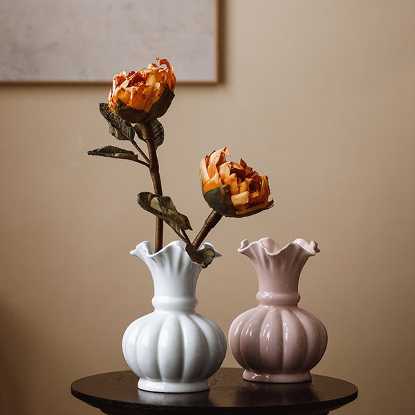 Handmade Water Holding Flower Vase, Ceramic Bud Vases, Small Flower Vases on Table, Rustic Porcelain Flower Vases-Paintingforhome