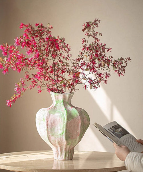 Centerpiece Ceramic Bouquet Vases, Handmade Modern Flower Vase, Large Contemporary Vases on Dining Table, Porcelain Vases for Modern Home Decor-Paintingforhome