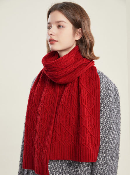 Cold Weather Scarf, Casual Scarf for Women, Fashion Designer Scarf, Red Winter Scarf, Modern Wool Scarf for Women, Soft Cashmere Scarf for Women-Paintingforhome