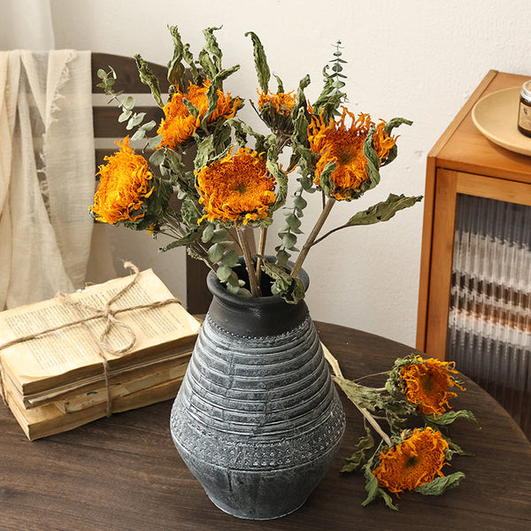 Natural Decorations, A Bunch of Sunflowers, Flower Arrangement, Handmade Artificial Flowers for Home Decor, Natural Dried Sunflower Stems-Paintingforhome