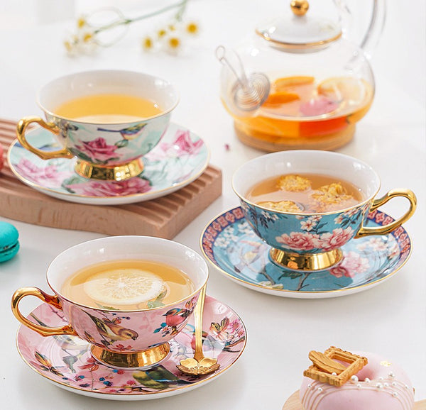Unique Traditional Afternoon Tea Cup and Saucer in Gift Box, Royal Porcelain Tea Cup Saucer Set, Elegant Flower Pattern Ceramic Coffee Cups, Beautiful British Tea Cups-Paintingforhome