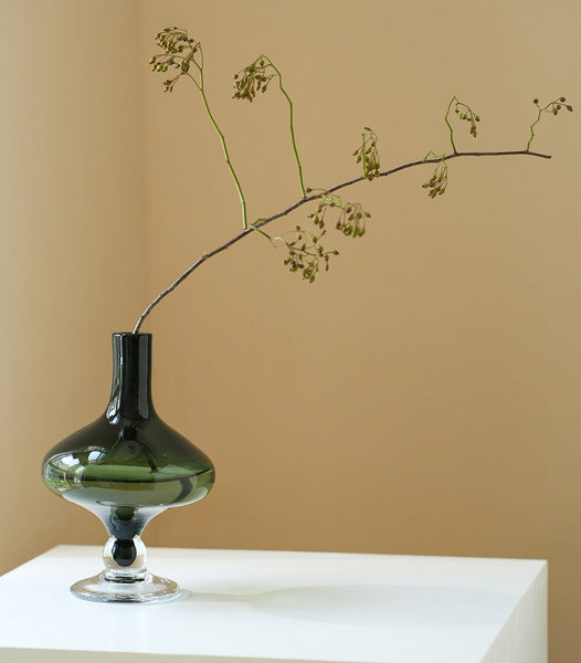 Decorative Glass Vase, Mid Century Glass Vases, Handmade Modern Vases for Bedroom, Centerpiece Contemporary Vases on Table, Modern Glass Vase for Flowers-Paintingforhome