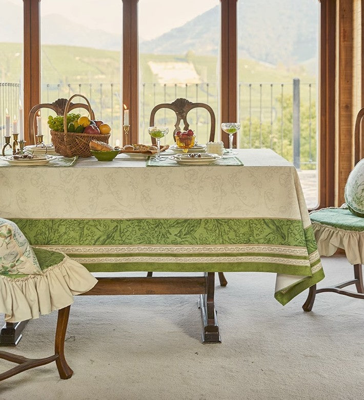 Farmhouse Table Cloth Lilies Of The Valley, Floral Pattern Kitchen Dining Cover, Washable Cotton Linen Tablecloth