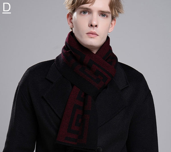 Gray Thick Wool Scarf, Black Business Formal Men Scarf Styles, Wool Scarf for Gentleman, Men's Winter Scarf, Casual Scarf Men, Men's Wool Scarf Winter, Red Fashion Scarf-Paintingforhome