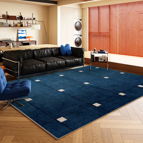Mid Century Area Rugs, Contemporary Modern Living Room Rug Ideas, Blue Modern Rugs for Dining Room, Bedroom Modern Floor Carpet-Paintingforhome