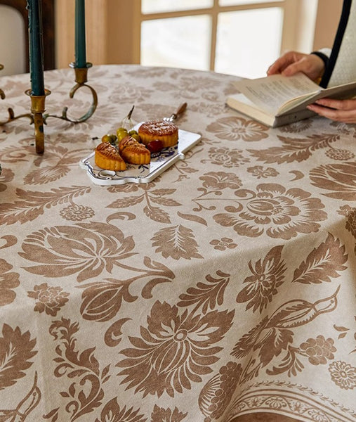Flower Pattern Table Covers for Round Table, Large Modern Rectangle Tablecloth for Dining Table, Farmhouse Table Cloth for Oval Table, Square Tablecloth for Kitchen-Paintingforhome