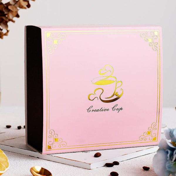 British Tea Cups, Porcelain Coffee Cups, Latte Coffee Cups, Tea Cups and Saucers, Coffee Cups with Gold Trim and Gift Box-Paintingforhome