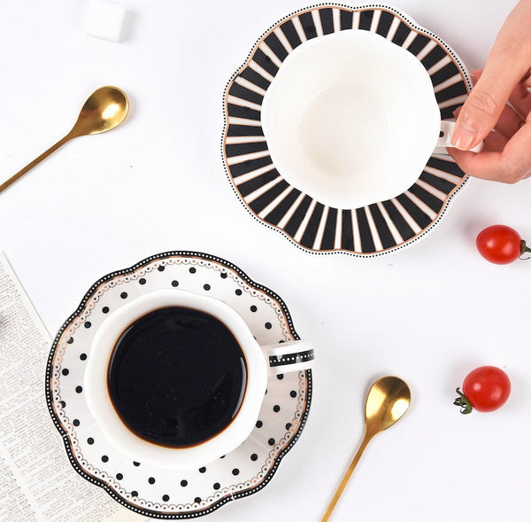 Elegant Modern Ceramic Coffee Cups, Creative Porcelain Tea Cup Saucer Set, Unique Porcelain Cup and Saucer, Afternoon British Tea Cups-Paintingforhome