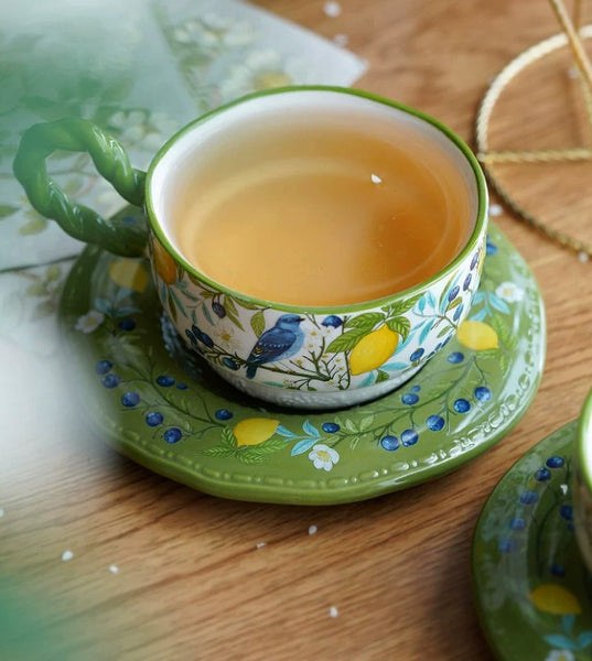 Porcelain Tea Cup and Saucer Set, Ceramic Coffee Cups in Gift Box, British Afternoon Tea Cups Tea Cup and Saucer Set-Paintingforhome
