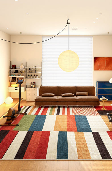 Abstract Modern Area Rugs for Dining Room, Large Geometric Rugs for Living Room, Colorful Contemporary Modern Rugs, Mid Century Modern Rugs