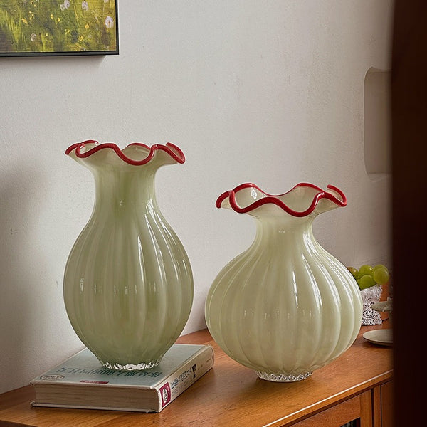 French Vintage Glass Flower Vases, Glass Bud Vases, Flower Vases on Table, Handmade Water Holding Flower Vases-Paintingforhome