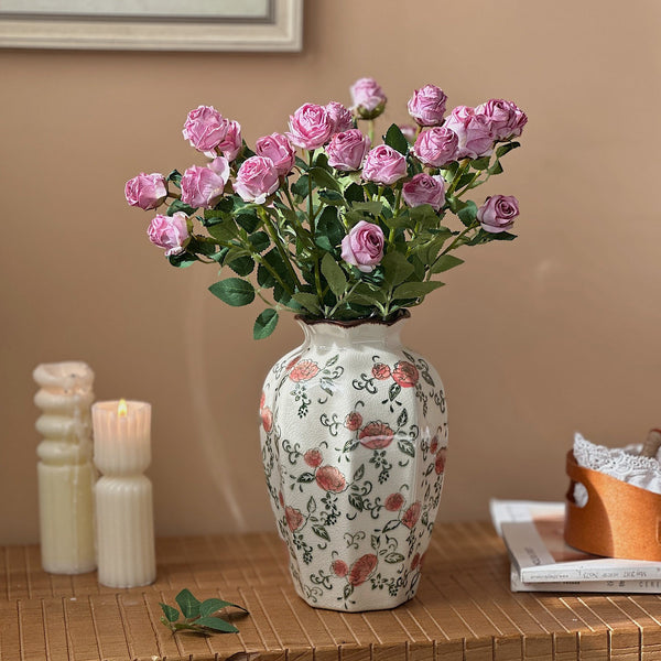 Rustic Porcelain Flower Vases, Handmade Water Holding Flower Vases, Ceramic Bouquet Vases, Tall Flower Vases on Table-Paintingforhome