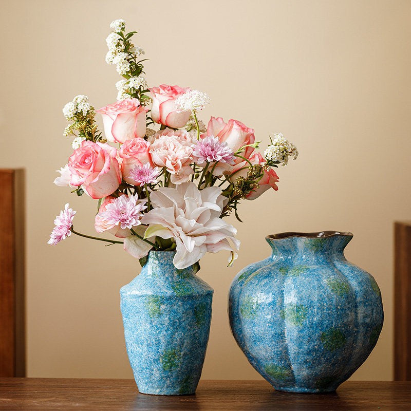 Pottery Flower Vases Modern, Handmade Bouquet Display, Rustic Chic Home Accent, Artisan Ceramic Vessel, Boho Floral Table Decor