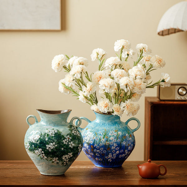 Large Flower Vases on Table, Modern Pottery Flower Vases, Centerpiece on Dining Table, Handmade Water Holding Flower Vases, Pottery Bud Vases-Paintingforhome