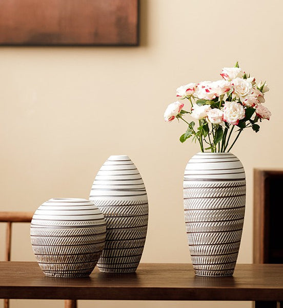 Modern Bouquet Flower Vases, Centerpiece on Dining Table, Large Flower Vase on Table, Handmade Pottery Flower Vases Urn, Water Holding Flower Vases-Paintingforhome